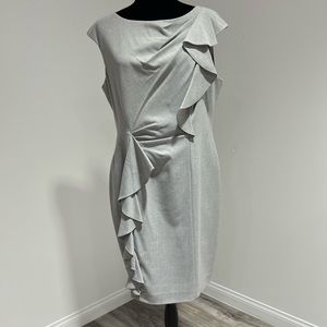 Calvin Klein Sleeveless Sheath Dress with Front Ruffle
